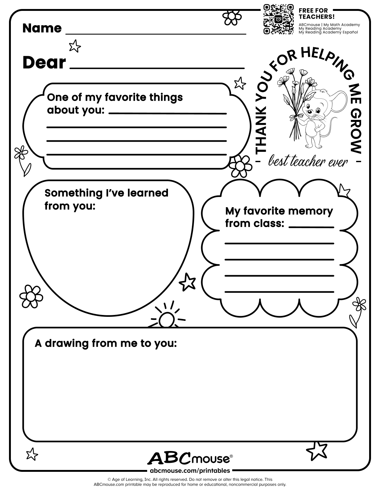 Teacher Appreciation (Free Printable!) | Abcmouse throughout Free Printable Resources For Teachers