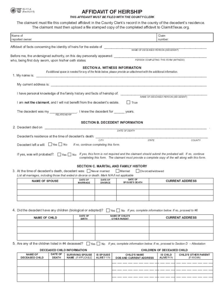 Texas Affidavit Of Heirship Pdf Free Download: Fill Out & Sign within Printable Affidavit Of Heirship Texas