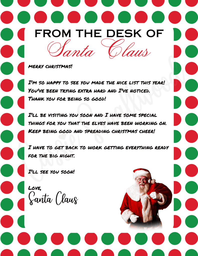 The Cutest Letters From Santa - Cassie Smallwood throughout Free Letter From Santa Printable