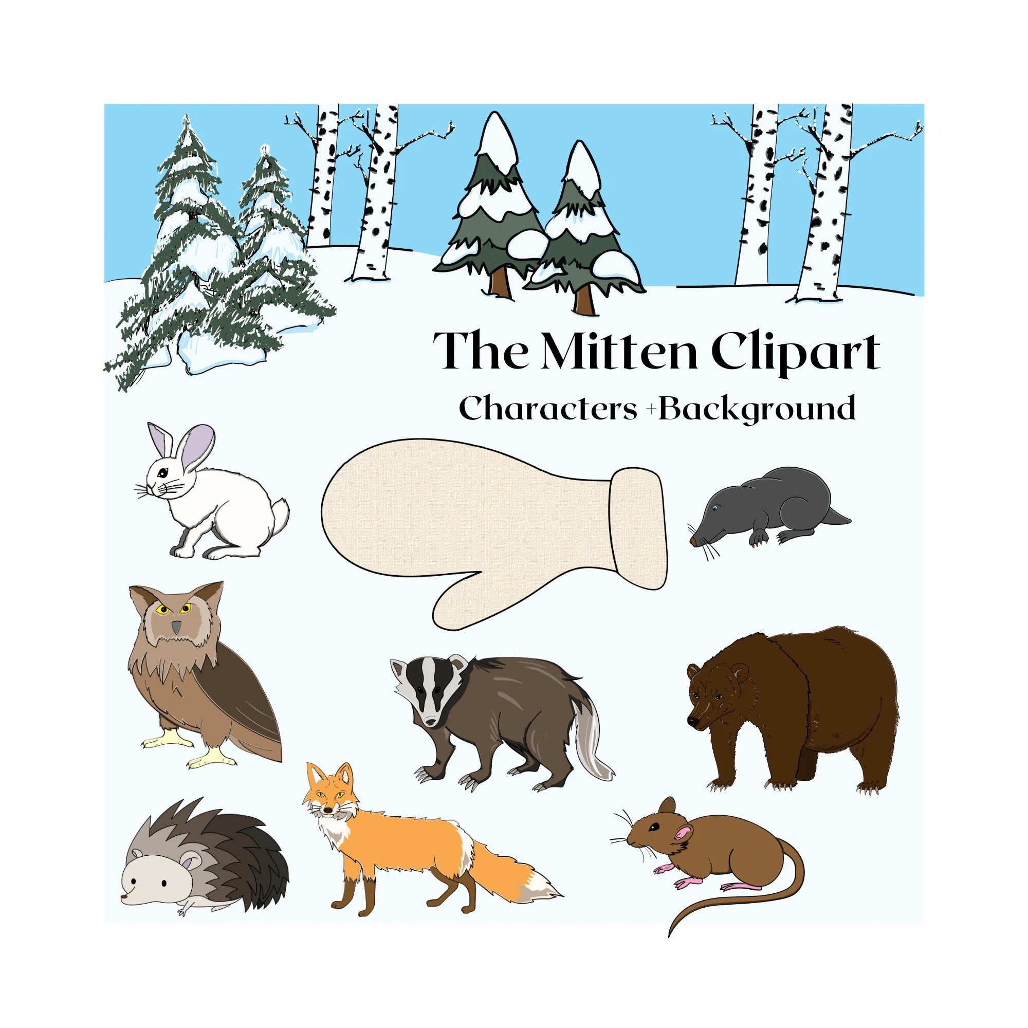 The Mitten Animals Printable - Printable Party Favors in Animals From the Mitten Printables
