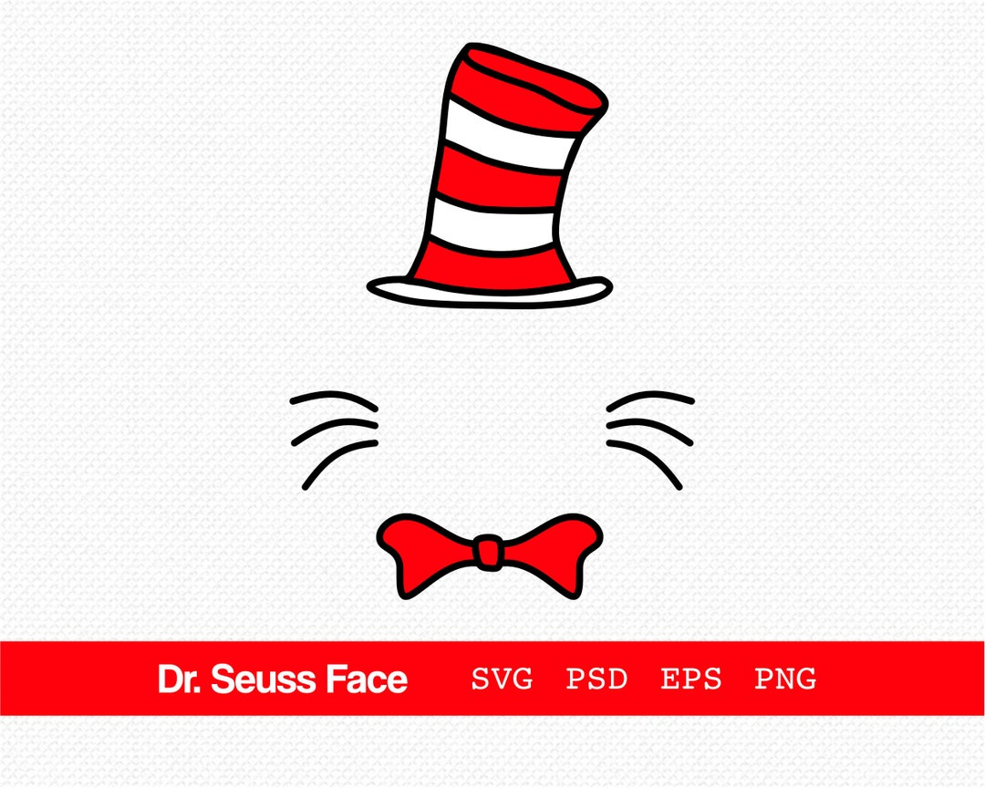 The Original Dr. Seuss Hat Svg, Dr Seuss Face Svg, Cat In The Hat inside Cat in the Hat Printable Face