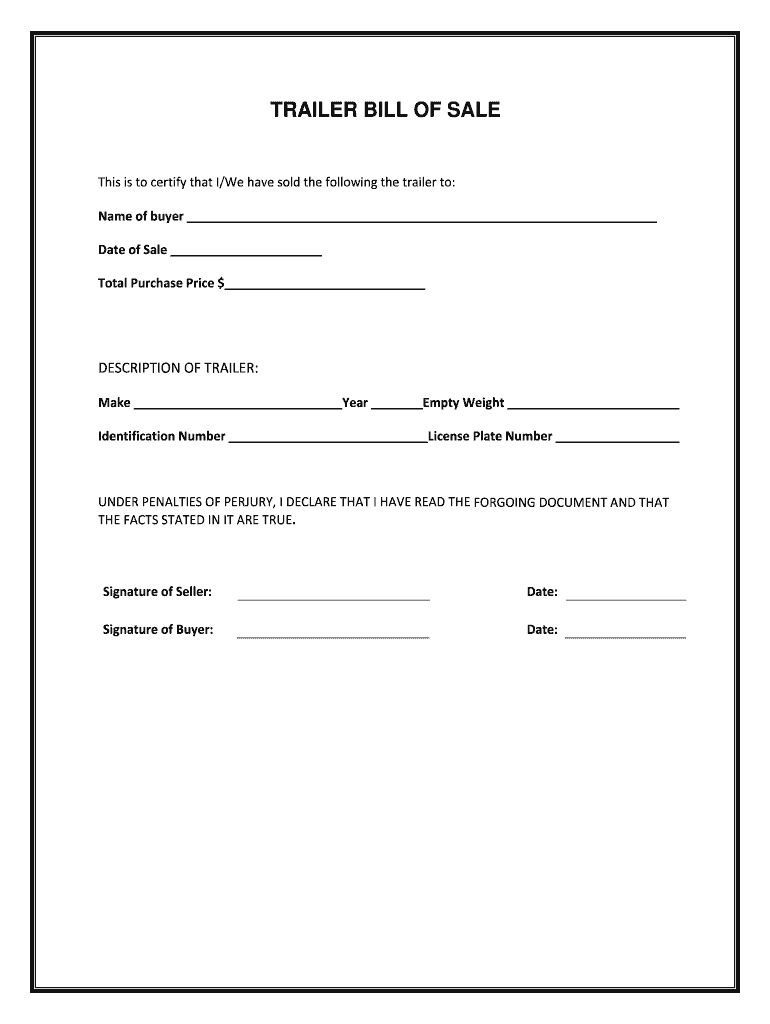 Trailer Bill Of Sale Texas: Fill Out & Sign Online | Dochub in Texas Trailer Bill Of Sale Printable