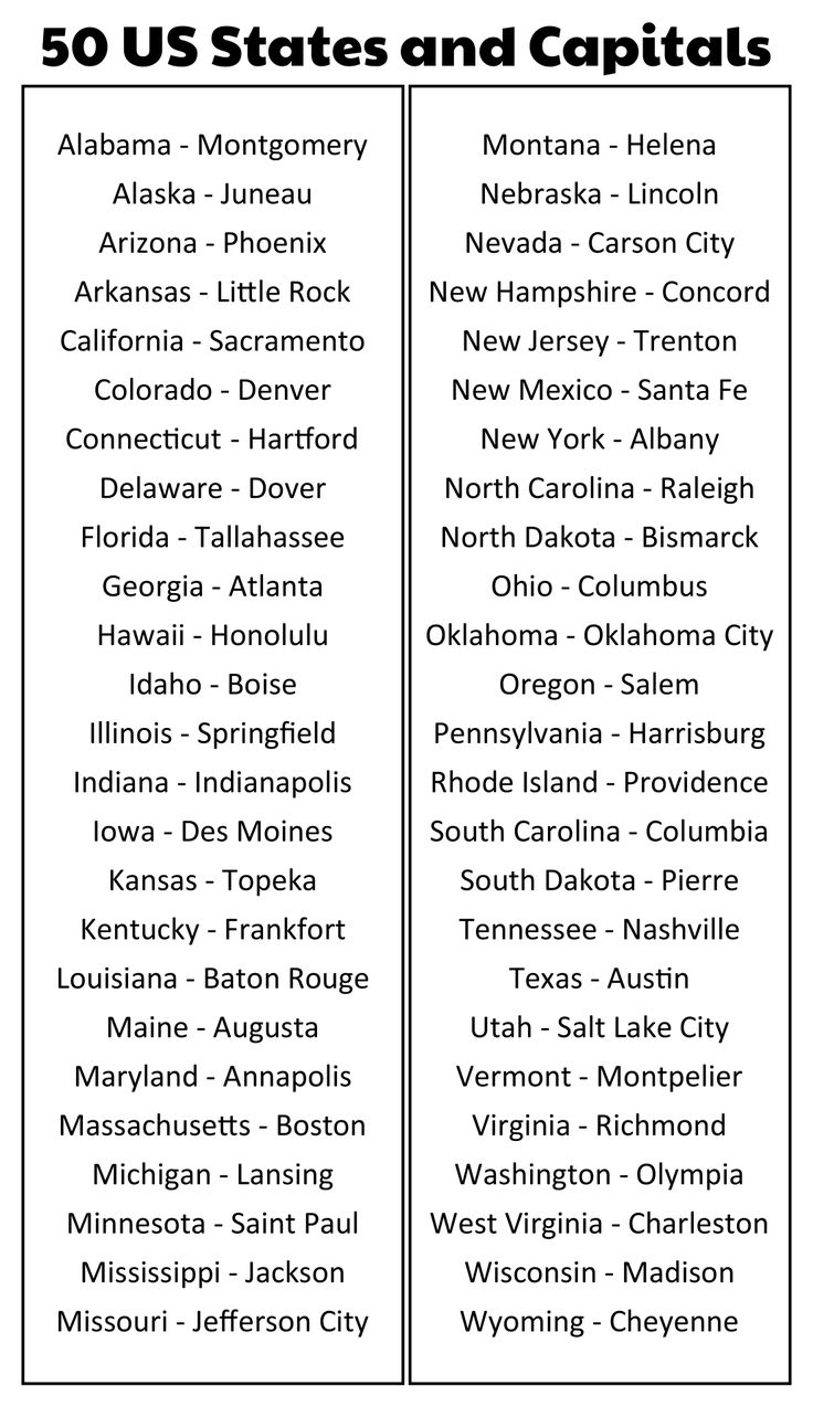 Us State Capitals List - 11 Free Pdf Printables | Printablee regarding Printable List Of States And Capitals In Usa