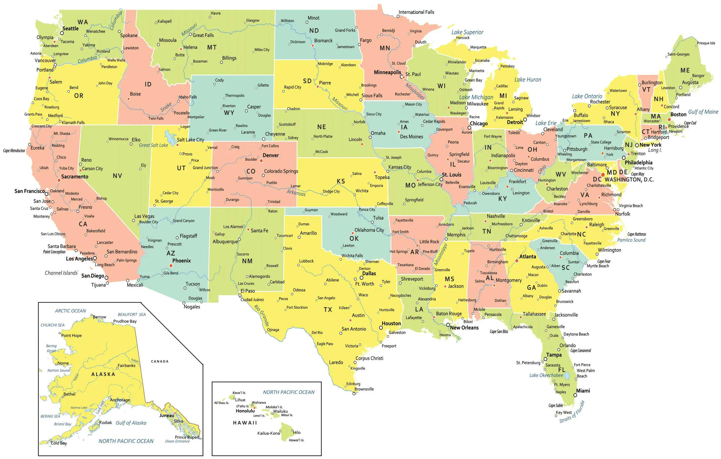 Usa Map With States And Cities - Gis Geography in United States Map with Major Cities Printable