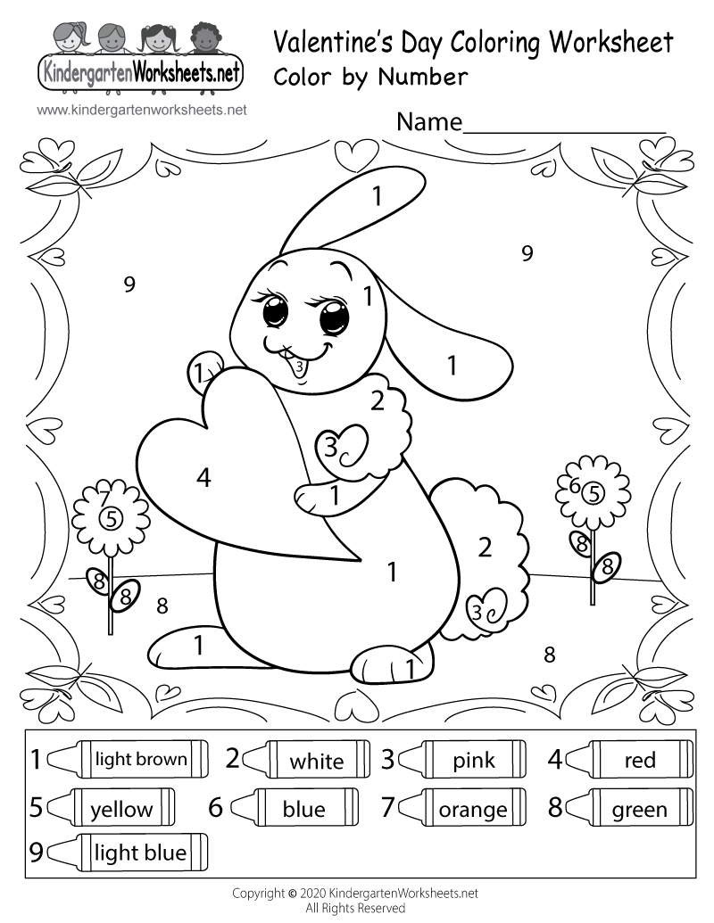 Valentine'S Day Colornumber Worksheet - Free Printable with Free Printable Valentine Day Worksheets