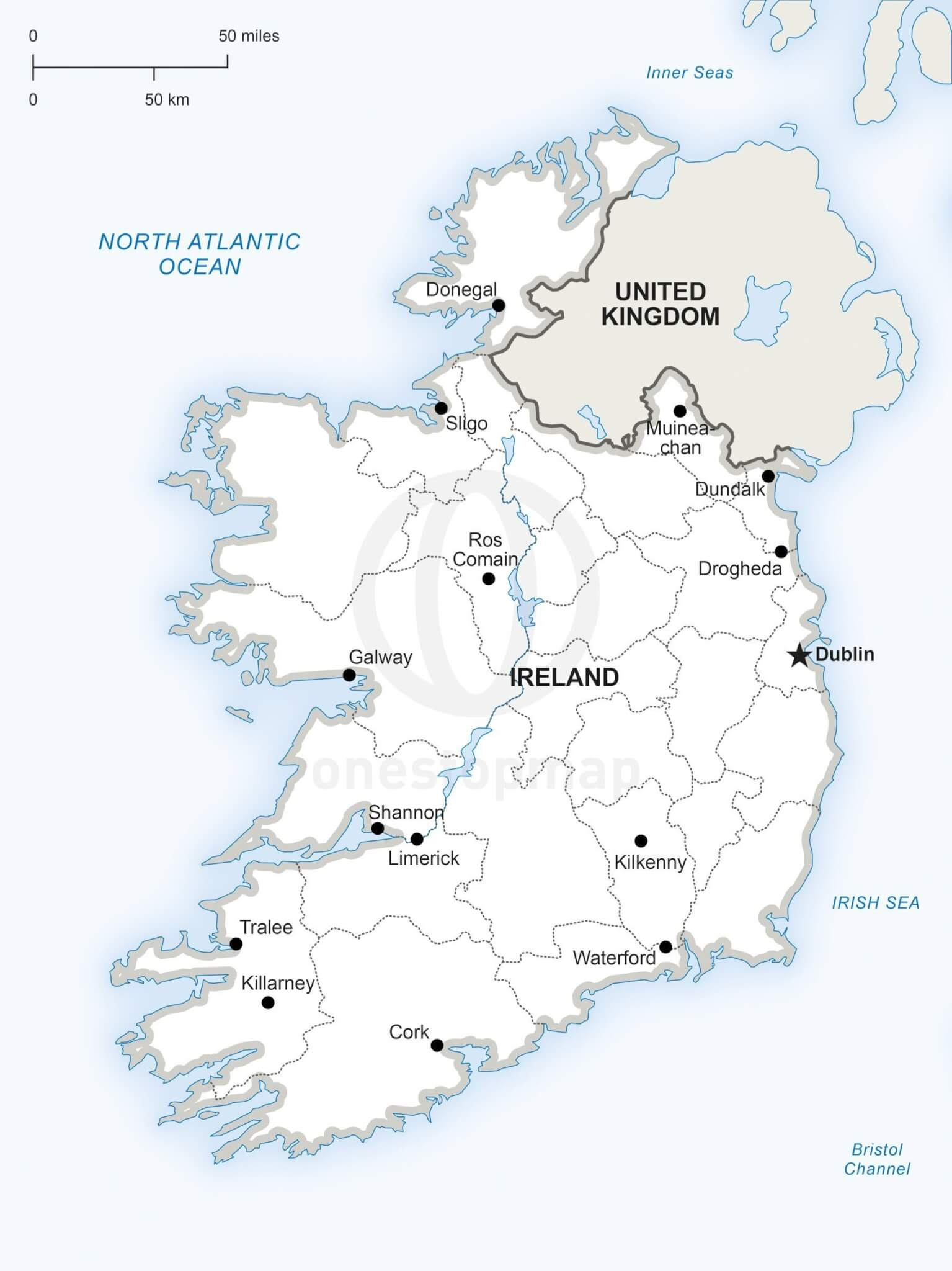 Vector Map Of Ireland Political | One Stop Map with Map of Ireland Printable Free