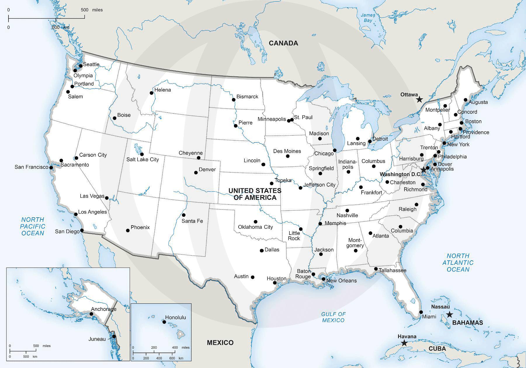 Vector Map Of United States Of America | One Stop Map throughout United States Map With Major Cities Printable