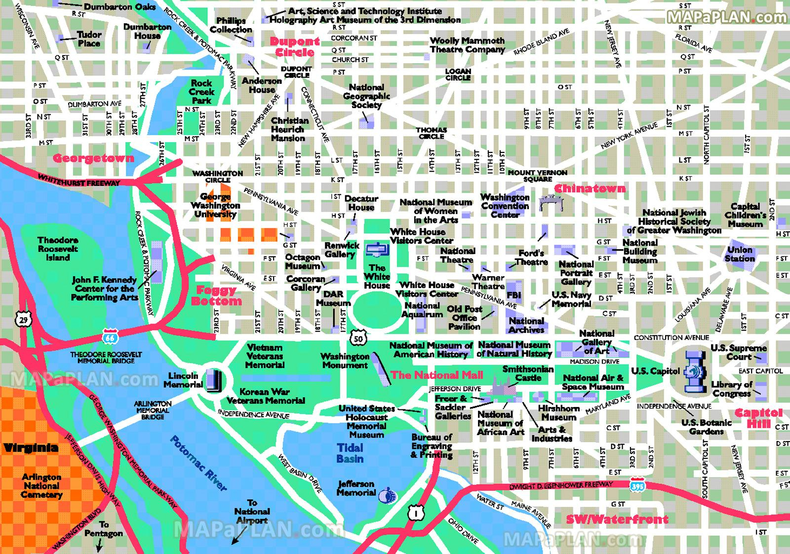 Washington Dc Attractions Map - Washington Dc Tourist Attractions inside Washington Dc Visitors Map Printable