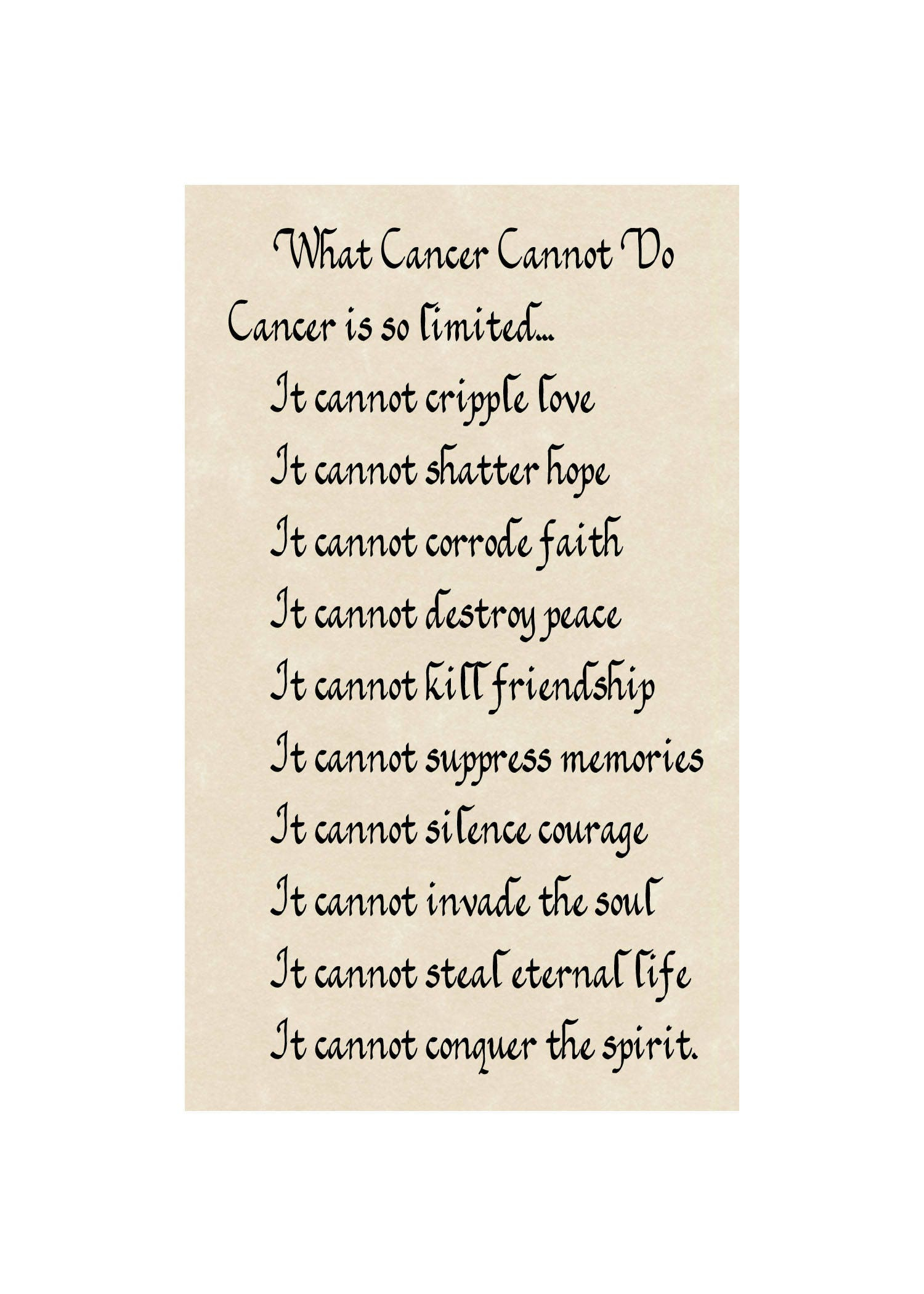 What Cancer Cannot Do Matted Print - Etsy inside What Cancer Cannot Do Printable Poem