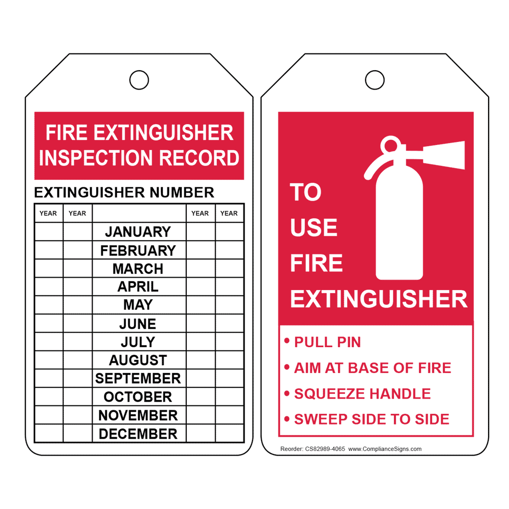 White Fire Extinguisher Inspection How To | Safety Tags inside Printable Fire Extinguisher Inspection Tags