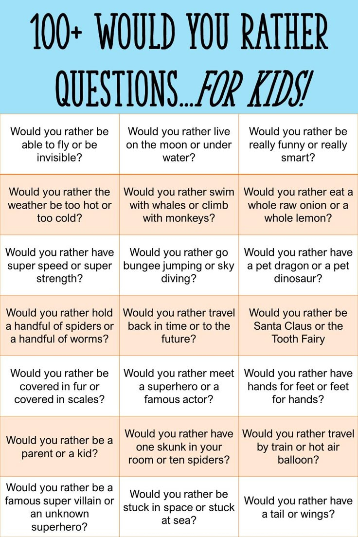 Would You Rather Questions For Kids (Printable Game!) in Would You Rather Questions For Kids Printable