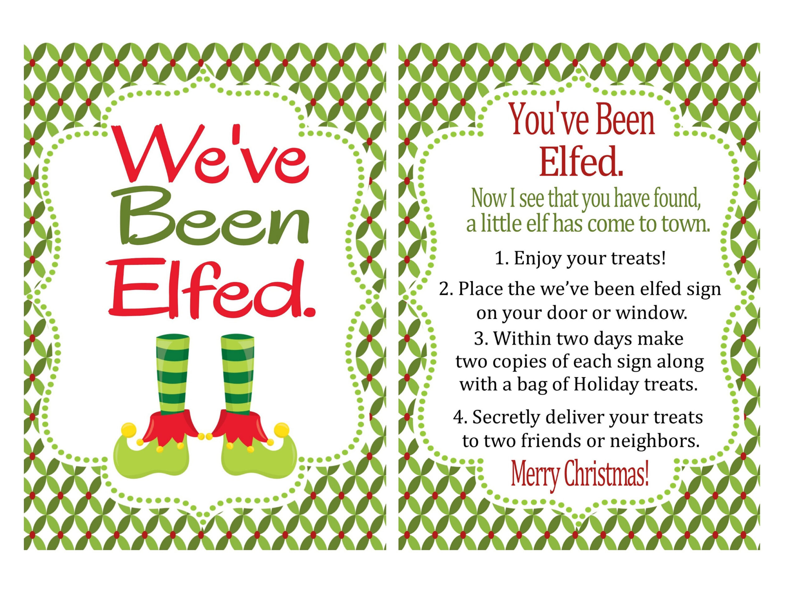 You'Ve Been Elfed - Printable Instructions, Sign, And Treat Bag inside You've Been Elfed Printable